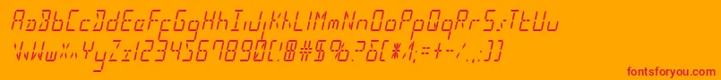 Ledsledcondital-Schriftart – Rote Schriften auf orangefarbenem Hintergrund