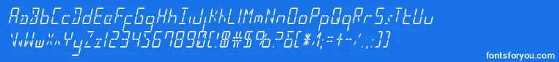 Шрифт Ledsledcondital – белые шрифты на синем фоне