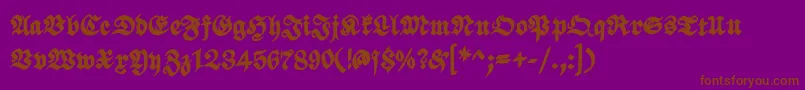 ScribbledfrakturXheavy-Schriftart – Braune Schriften auf violettem Hintergrund