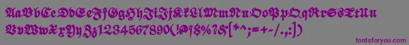 Czcionka ScribbledfrakturXheavy – fioletowe czcionki na szarym tle