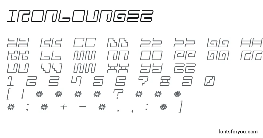 A fonte Ironlounge2 – alfabeto, números, caracteres especiais