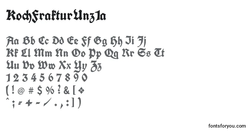Schriftart KochFrakturUnz1a – Alphabet, Zahlen, spezielle Symbole