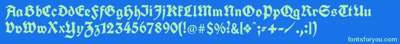 KochFrakturUnz1a Font – Green Fonts on Blue Background