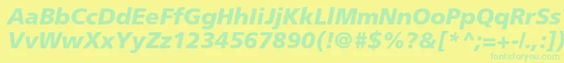 Fonte FrutigerltstdBlackitalic – fontes verdes em um fundo amarelo