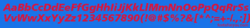 FrutigerltstdBlackitalic-fontti – punaiset fontit sinisellä taustalla