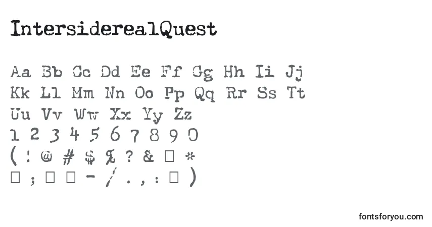 A fonte IntersiderealQuest – alfabeto, números, caracteres especiais