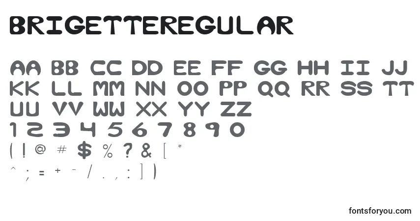 BrigetteRegular-fontti – aakkoset, numerot, erikoismerkit