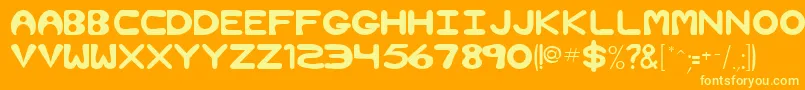 BrigetteRegular-Schriftart – Gelbe Schriften auf orangefarbenem Hintergrund