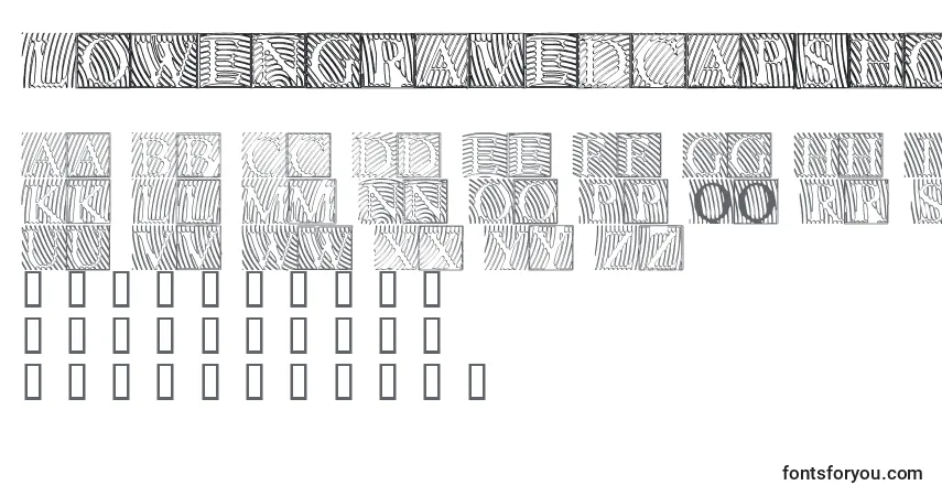 Шрифт Lowengravedcapshollow – алфавит, цифры, специальные символы