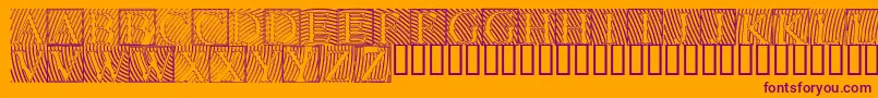 Lowengravedcapshollow-Schriftart – Violette Schriften auf orangefarbenem Hintergrund