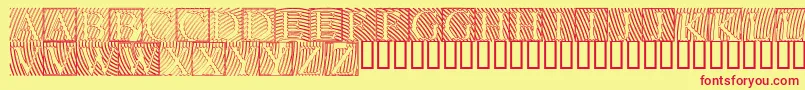 Lowengravedcapshollow Font – Red Fonts on Yellow Background