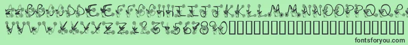 Fonte Sunflowers – fontes pretas em um fundo verde