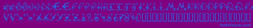 Sunflowers Font – Blue Fonts on Purple Background