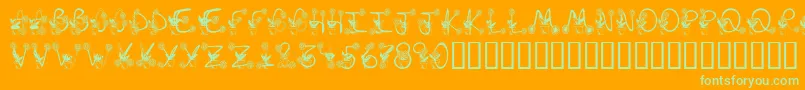 Sunflowers-Schriftart – Grüne Schriften auf orangefarbenem Hintergrund