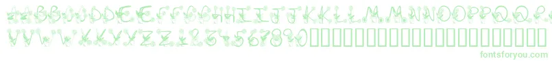 Sunflowers-Schriftart – Grüne Schriften auf weißem Hintergrund