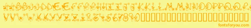 Sunflowers-Schriftart – Orangefarbene Schriften auf gelbem Hintergrund