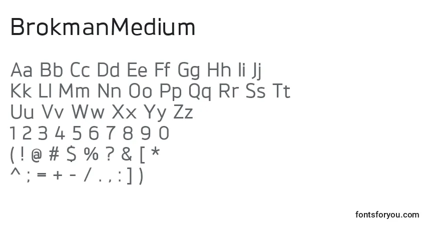 A fonte BrokmanMedium – alfabeto, números, caracteres especiais