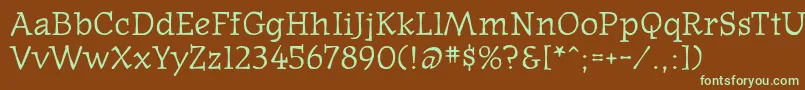 フォントOldnews – 緑色の文字が茶色の背景にあります。