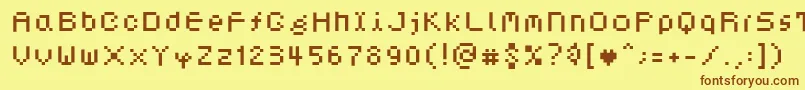 フォントDotphoria – 茶色の文字が黄色の背景にあります。