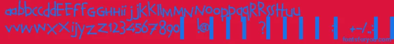 フォントCalvinn – 赤い背景に青い文字