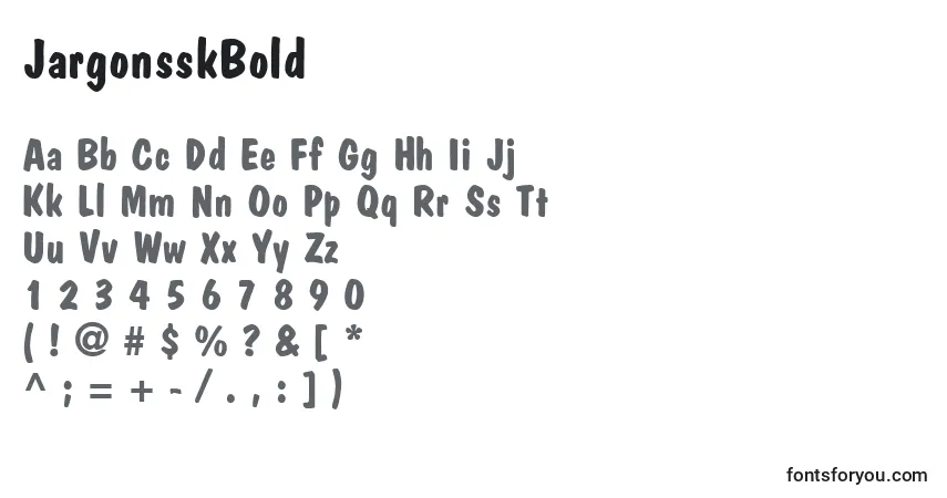 A fonte JargonsskBold – alfabeto, números, caracteres especiais