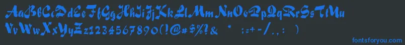 フォントSakiscript – 黒い背景に青い文字