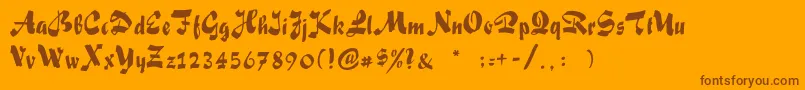 Sakiscript Font – Brown Fonts on Orange Background