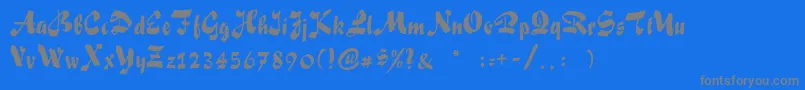 フォントSakiscript – 青い背景に灰色の文字
