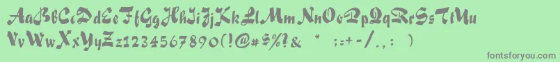 フォントSakiscript – 緑の背景に灰色の文字
