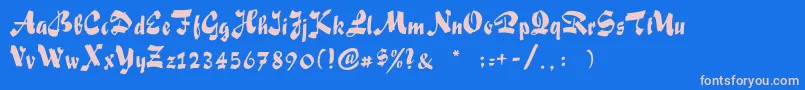 Sakiscript Font – Pink Fonts on Blue Background
