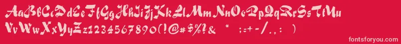 Sakiscript Font – Pink Fonts on Red Background