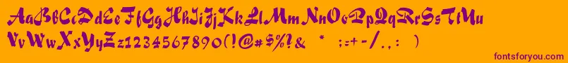 フォントSakiscript – オレンジの背景に紫のフォント