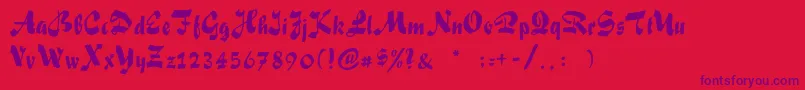 Sakiscript Font – Purple Fonts on Red Background