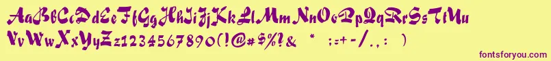 Sakiscript Font – Purple Fonts on Yellow Background