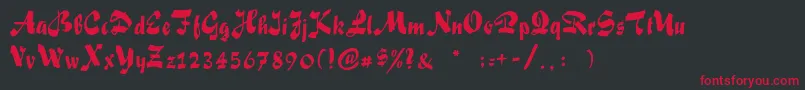 フォントSakiscript – 黒い背景に赤い文字