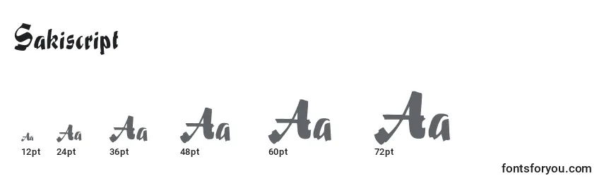 Размеры шрифта Sakiscript