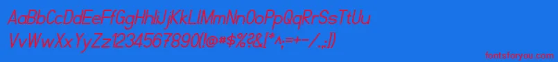 FibelNordItalic Font – Red Fonts on Blue Background