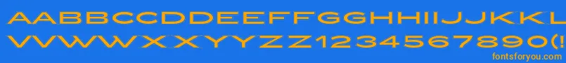 フォントZeppelinCollegeOt – オレンジ色の文字が青い背景にあります。