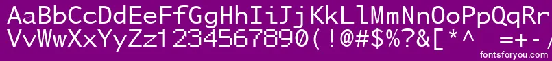 Nusamd-Schriftart – Weiße Schriften auf violettem Hintergrund