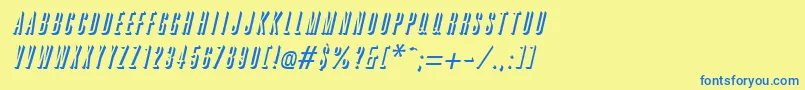 フォントGreatreliefItalic – 青い文字が黄色の背景にあります。