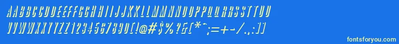 GreatreliefItalic-Schriftart – Gelbe Schriften auf blauem Hintergrund