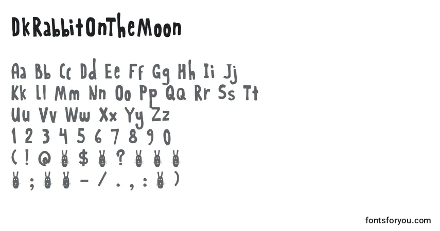A fonte DkRabbitOnTheMoon – alfabeto, números, caracteres especiais