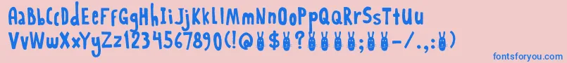 フォントDkRabbitOnTheMoon – ピンクの背景に青い文字