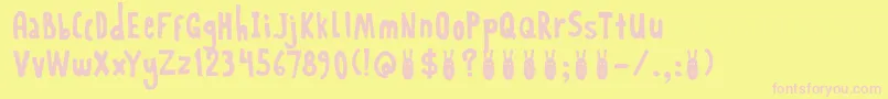 DkRabbitOnTheMoon Font – Pink Fonts on Yellow Background