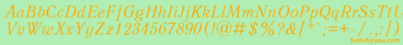 AntiquaItalicCyrillic Font – Orange Fonts on Green Background