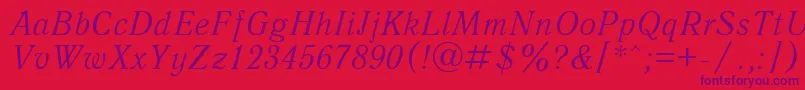 AntiquaItalicCyrillic Font – Purple Fonts on Red Background