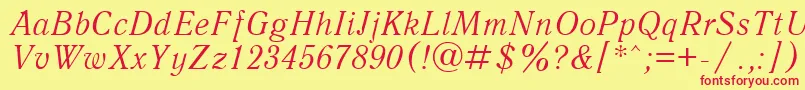 Czcionka AntiquaItalicCyrillic – czerwone czcionki na żółtym tle