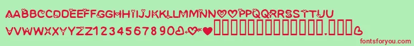 CfilovemontrealRegular Font – Red Fonts on Green Background
