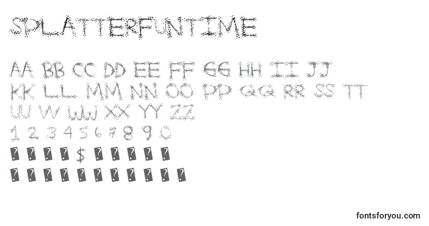 Splatterfuntime-fontti – aakkoset, numerot, erikoismerkit