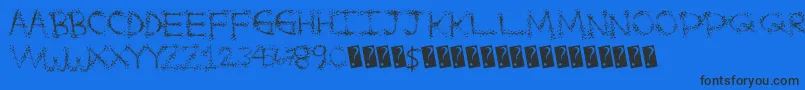 Splatterfuntime-fontti – mustat fontit sinisellä taustalla